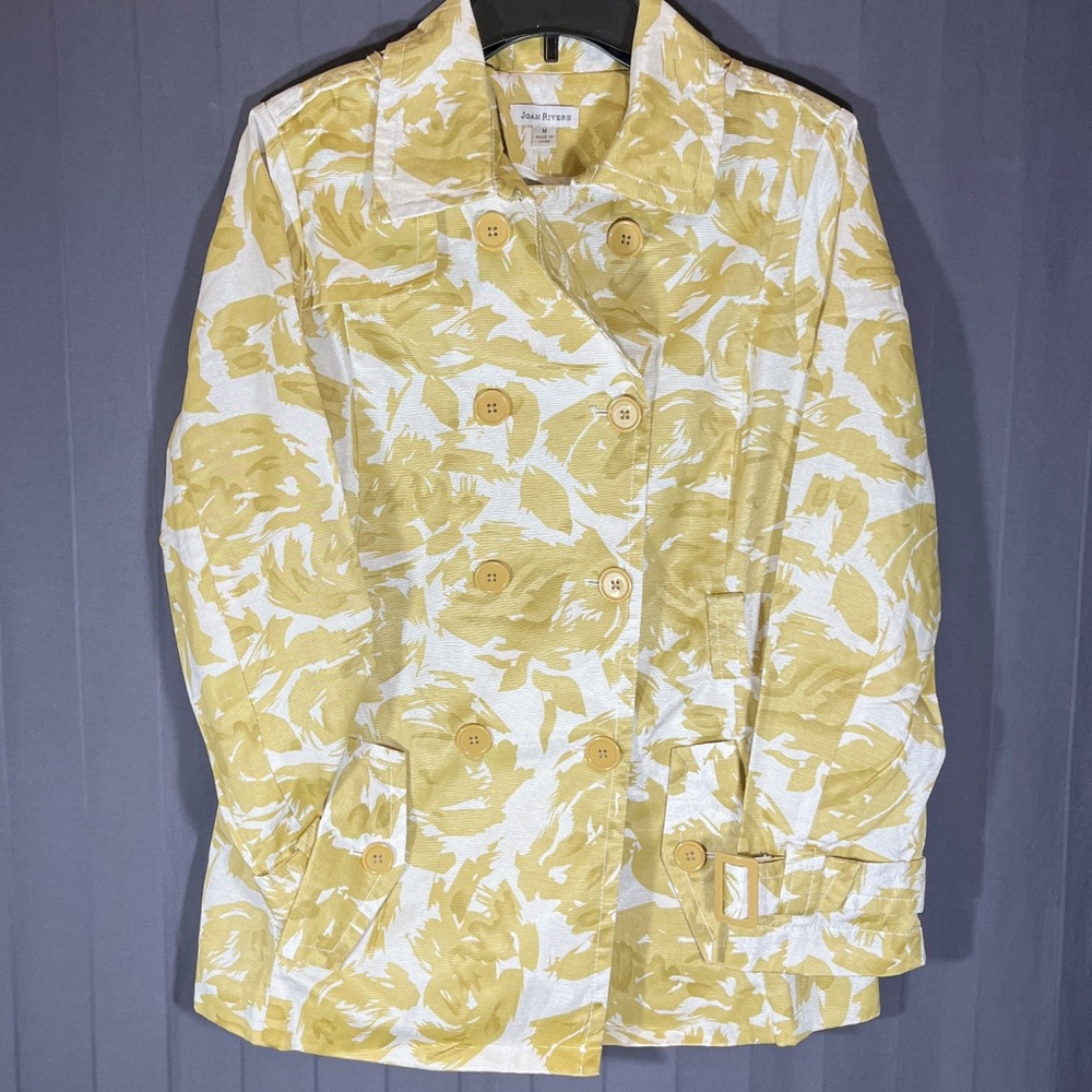John Rivers Short Trench Coat Dbl-Breasted Green & White Opt Belted  M